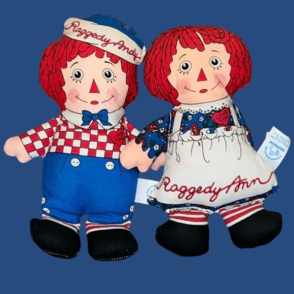 Vintage Applause Raggedy Ann & Andy Bean Plush Bag Dolls 8” - Picture 1 of 5